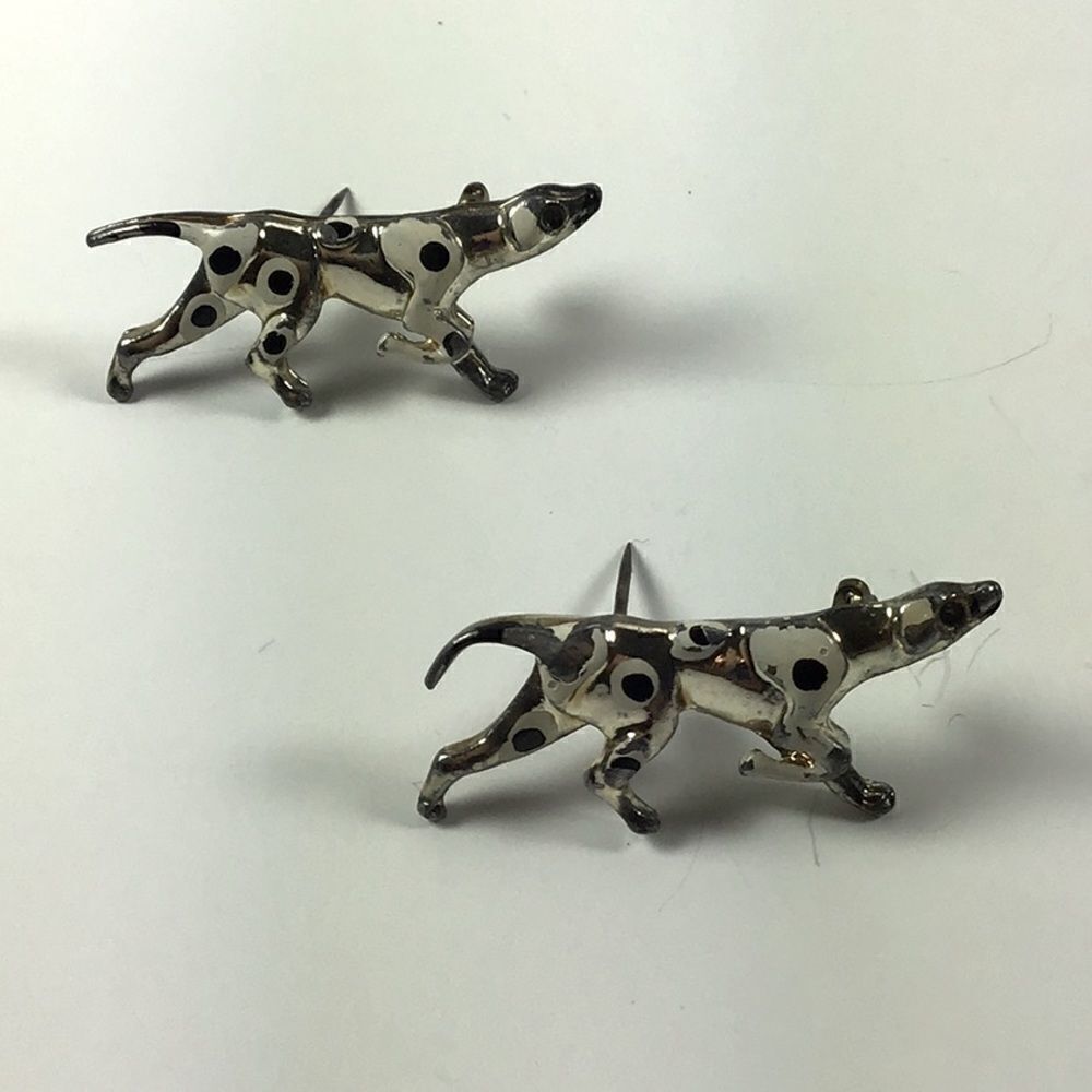 Brooch Mid Century Dalmatian Dog Vintage Enameled Brooched Pin Black/White